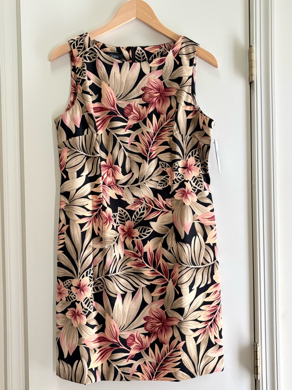 AGB Black Sleeveless Dress with Pink & Cream Floral Print